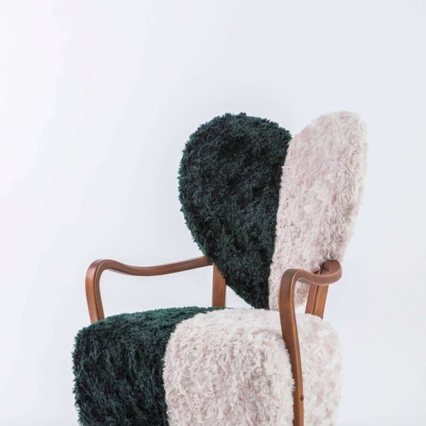 Contemporary Beechwood Uni Armchair with Heart Shaped Back and Mohair Upholstery - Image 7