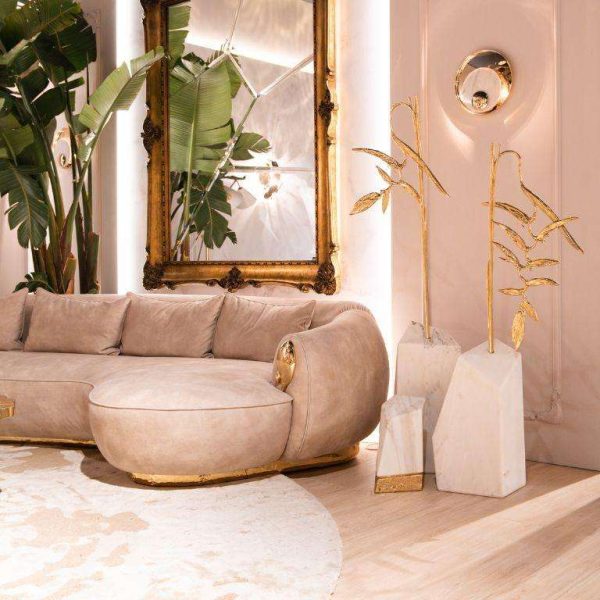Elysian - Large Brass Sculpture with Biophilic Design and Marble Base - Image 4