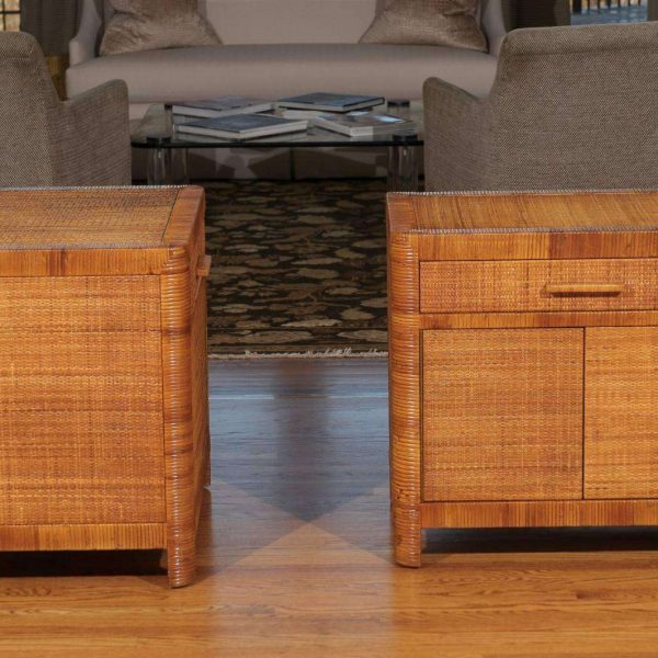 Beautiful Restored Pair of Organic Small Cabinets in Cane by Bielecky Brothers - Image 2