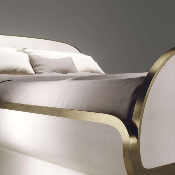 Parchment Bed Frame with Bronze-Patina Brass by Kifu Paris - Image 3