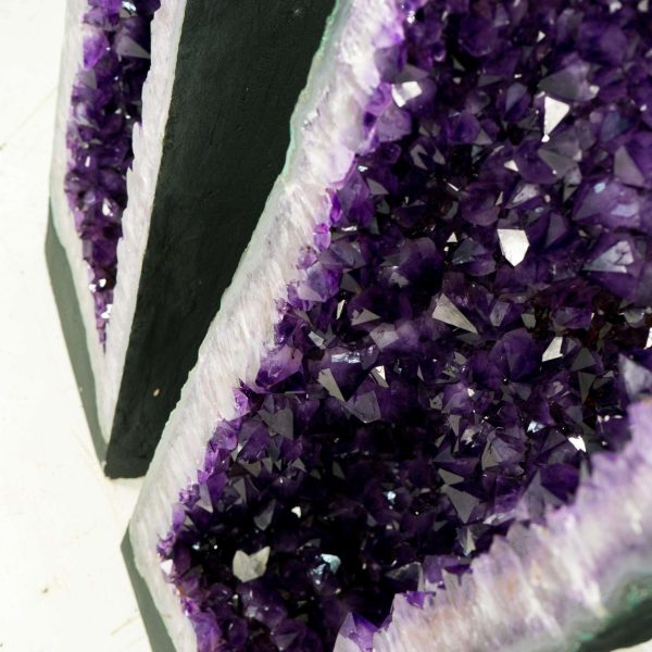 Pair of Amethyst Cathedral Geodes, Violet Purple with Large Amethyst Druzy - Image 3