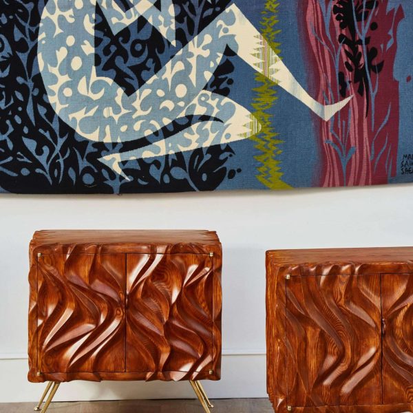Pair of Wooden Nightstands by G. Nicolet - Image 3