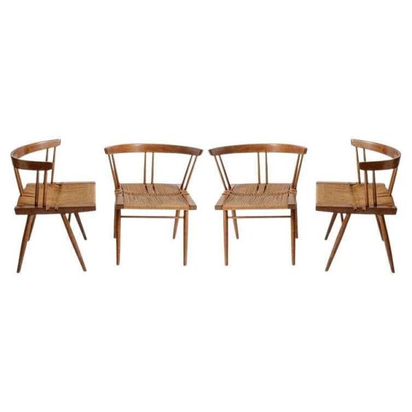 George Nakashima Grass Seat Chairs Set of 4