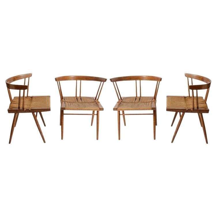 George Nakashima Grass Seat Chairs Set of 4
