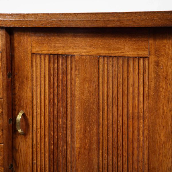 Charles Dudouyt Brutalist Credenza in Oak & Brass, France 1940's - Image 6