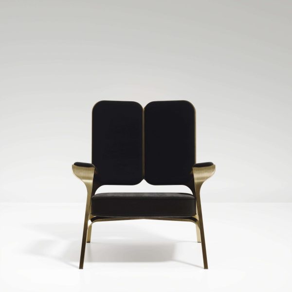 Upholstered Armchair with Bronze-Patina Brass Details by R&Y Augousti, Set of 2 - Image 6