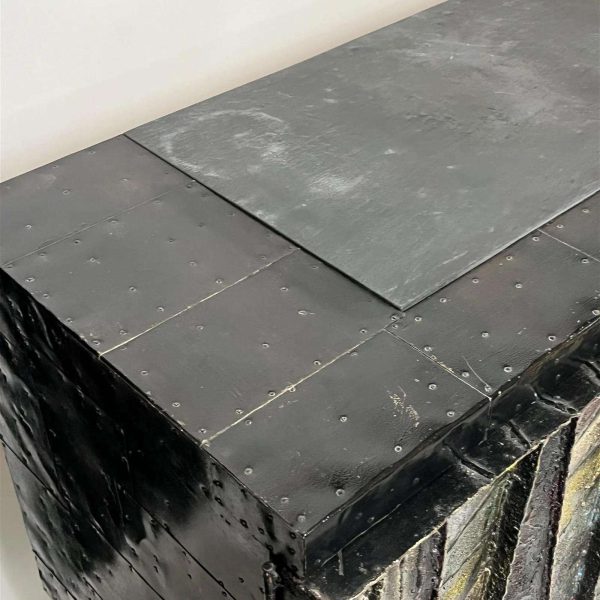 Important Welded Steel Deep Relief Sculpted Credenza by Paul Evans - Image 2