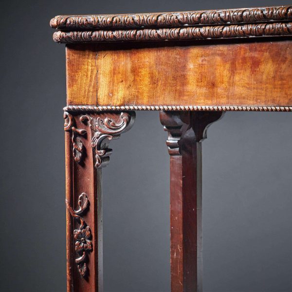 18th Century George III Carved Mahogany Serpentine Concertina Action Card Table - Image 10