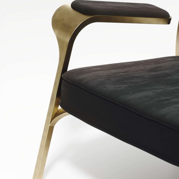 Upholstered Armchair with Bronze-Patina Brass Details by R&Y Augousti, Set of 2 - Image 5