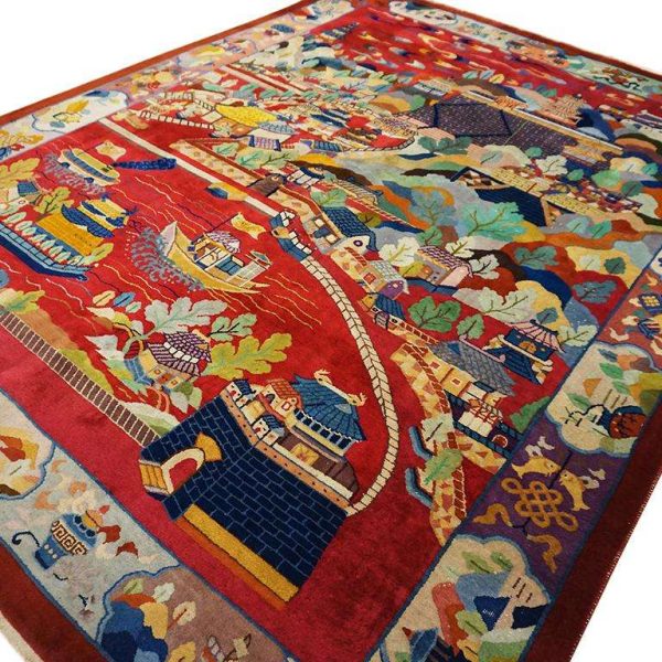 1920s Scenic Chinese Art Deco Carpet by Nichols Workshop - Image 2