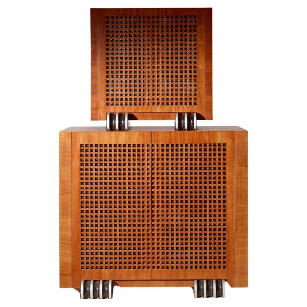 A Two-Part Cabinet in Rare Exotic Woods with Solid Ebony Inlays, Italy, 1990s