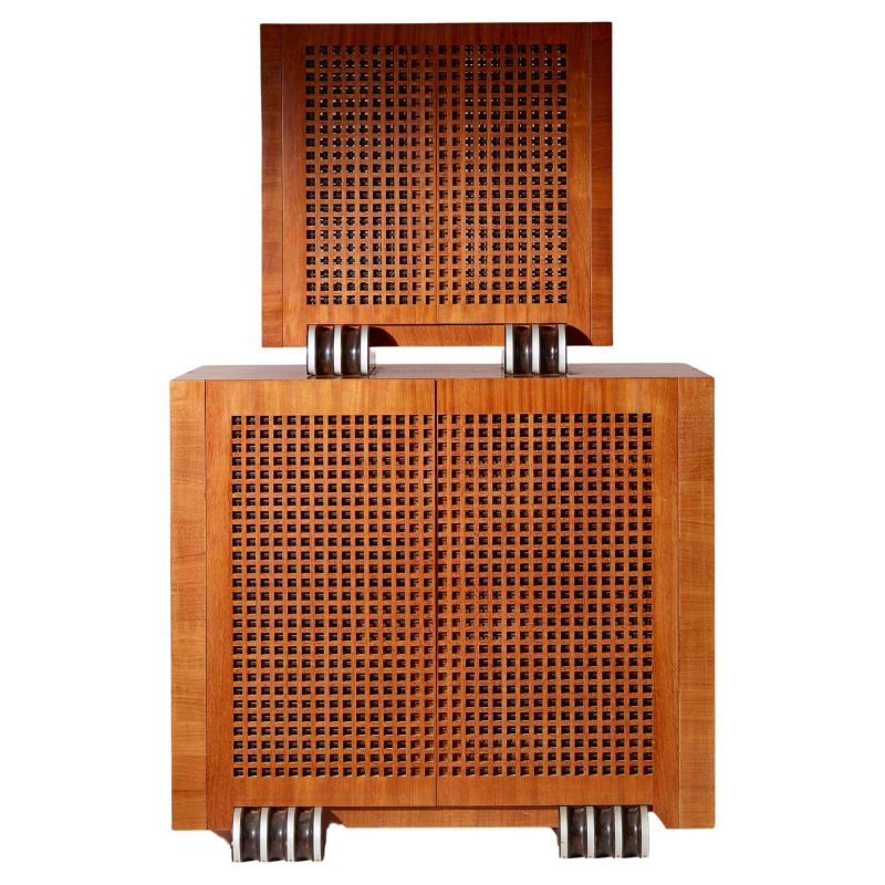 A Two-Part Cabinet in Rare Exotic Woods with Solid Ebony Inlays, Italy, 1990s