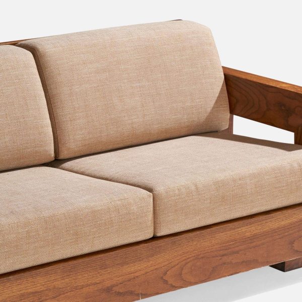 Howard Furniture Oak and Fabric Sofa, USA, 1950s - Image 6