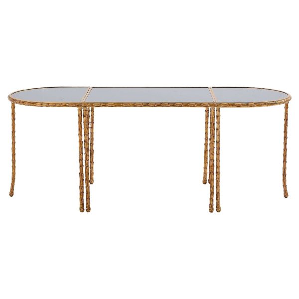Maison Baguès Foliage Gilt Bronze and Mirror Tables 1950s