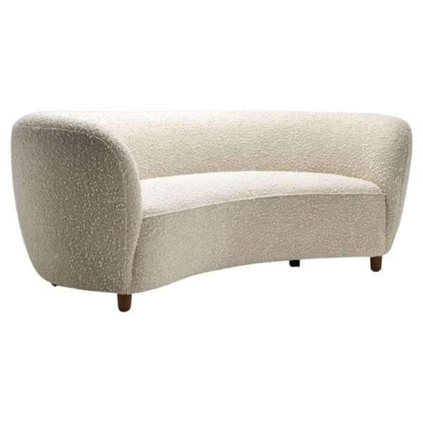Danish Three-Seater Banana Sofa in Bouclé, 1940s
