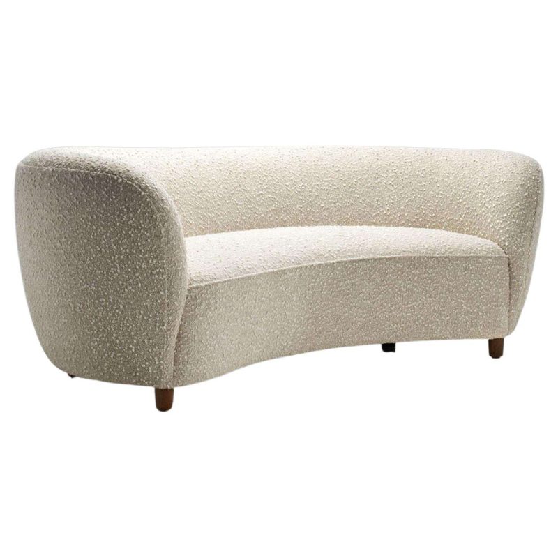 Danish Three-Seater Banana Sofa in Bouclé, 1940s