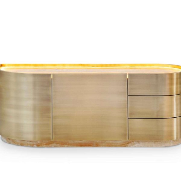 Sahara TV Cabinet, Brass, Miel Onyx, Handmade by Greenapple - Image 2