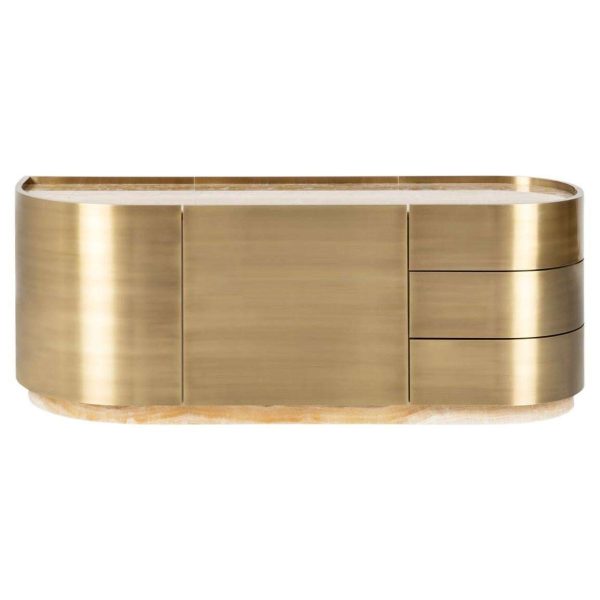 Sahara TV Cabinet, Brass, Miel Onyx, Handmade by Greenapple