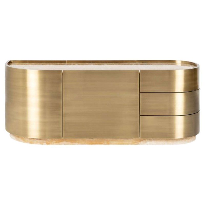 Sahara TV Cabinet, Brass, Miel Onyx, Handmade by Greenapple