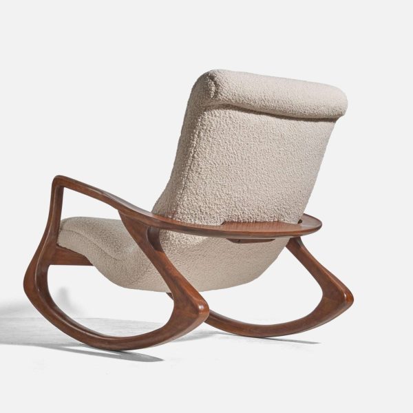 Vladimir Kagan Rocking Chair, Walnut, White Fabric, Kagan Designs, Inc c. 1950 - Image 4