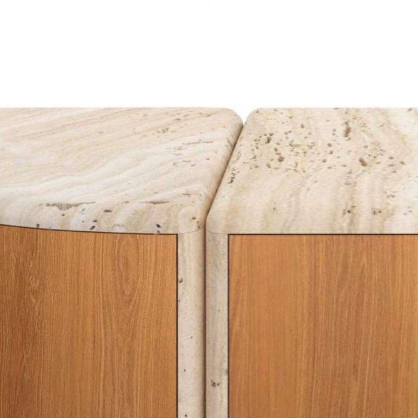 Lily Rounded Credenza in Honed Unfilled Navona Travertine and Oak by Fred&Juul - Image 4