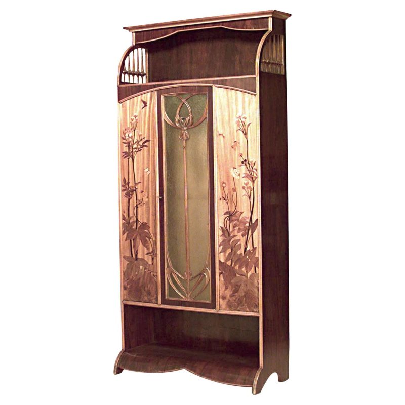 Louis Majorelle French Art Nouveau Walnut Floral Armoire