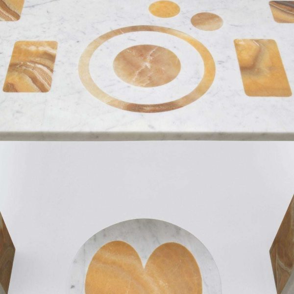 Intarsio Table, Contemporary White Marble and Onyx Dining Table - Image 4