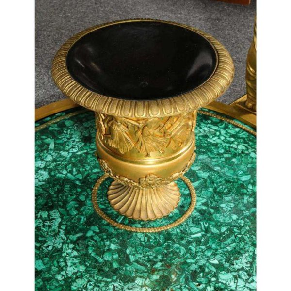 Impressive Empire Style Malachite and Ormolu Center Table After Desmalter - Image 10