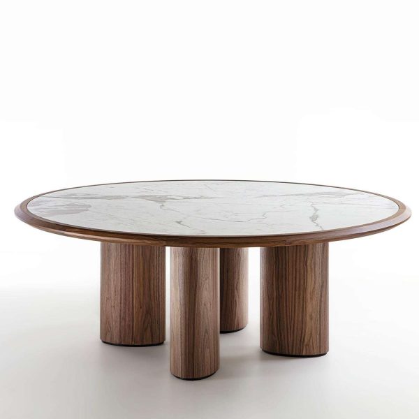 Durame Diamante Round Canaletto Carrara Marble Table - Image 3