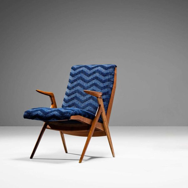 Taichiro Nakai Reupholstered Blue Armchair in Cherry - Image 2