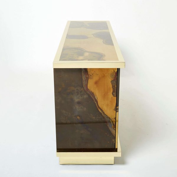 French Isabelle and Richard Faure Oxidized Brass Sideboard 1970s - Image 7