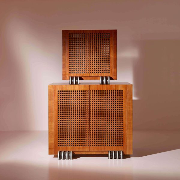 A Two-Part Cabinet in Rare Exotic Woods with Solid Ebony Inlays, Italy, 1990s - Image 2