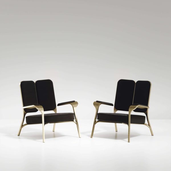 Upholstered Armchair with Bronze-Patina Brass Details by R&Y Augousti, Set of 2 - Image 3
