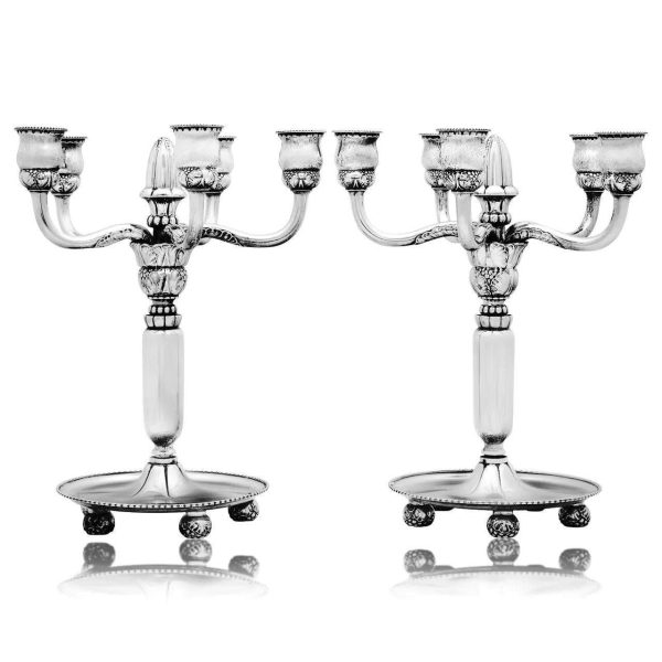Georg Jensen Pair of Monumental Sterling Silver Candelabra 200 - Image 3