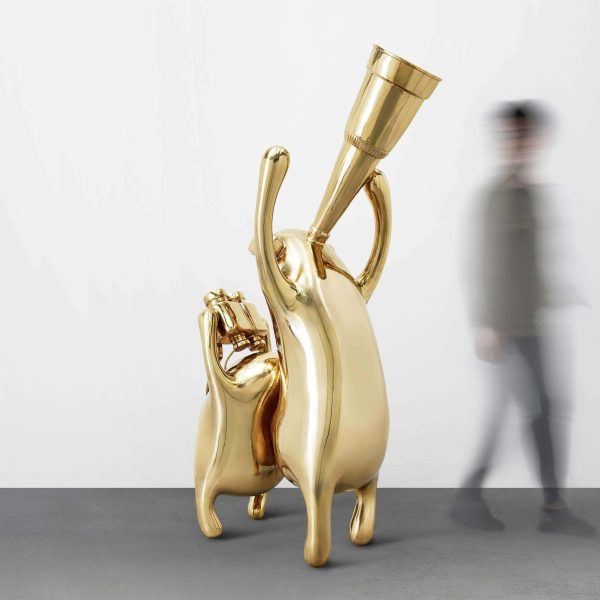 Astronomers Figurative Floor Lamp Polished Brass Gold by Zhipeng Tan - Image 2