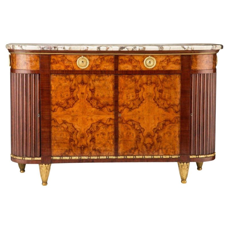 Early 20th Century French Louis XVI Gilt Bronze Mounted Mahogany Credenza