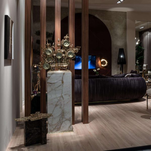 Classic Grandfather Floor Clock, Patinated Polished Brass, Calacatta Gold Marble - Image 3