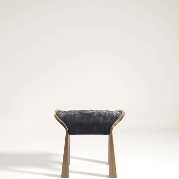 Pair of Velvet Upholstered Stools with Sculptural Brass Legs by R&Y Augousti - Image 2