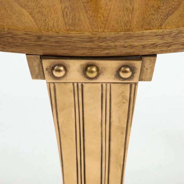 T.H. Robsjohn-Gibbings 'Saridis' Tripod Walnut Table with Polished Bronze Base - Image 8