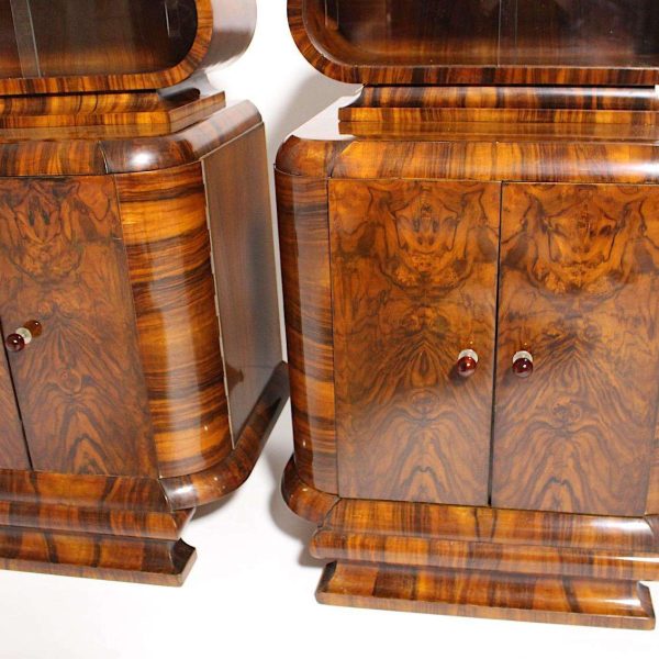 Art Deco Walnut Vintage Pair of Nightstands or Chests or Commodes 1930s Vienna - Image 3