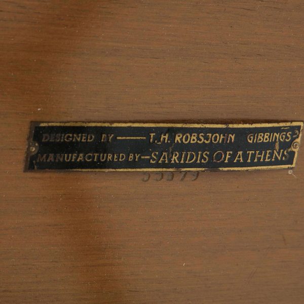 T.H. Robsjohn-Gibbings 'Saridis' Tripod Walnut Table with Polished Bronze Base - Image 4