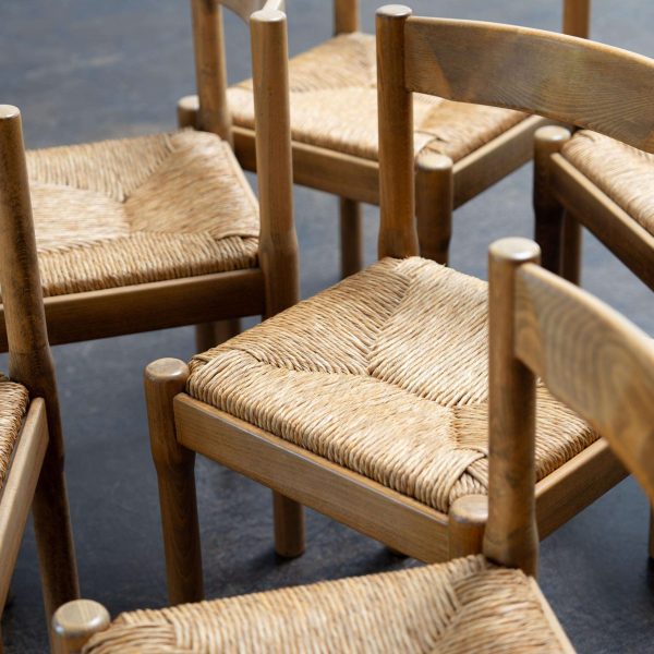 Set of 12 Wicker Seat "Carimate" Chairs by Vico Magistretti Comi, Italy, 1960s - Image 9