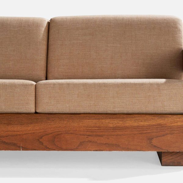 Howard Furniture Oak and Fabric Sofa, USA, 1950s - Image 8