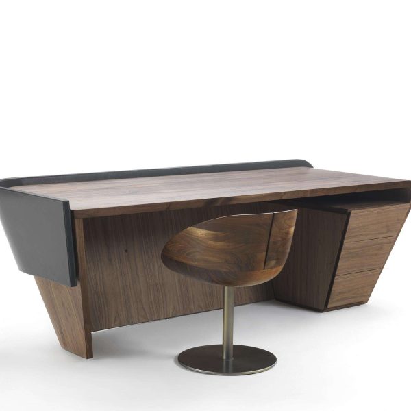 Klip Wood & Leather Writing Desk by Karim Rashid, Made in Italy - Image 2