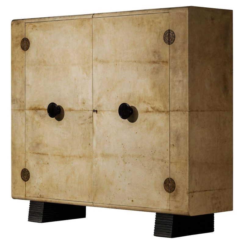 Valzania Grand Armoire in Parchment and Brass