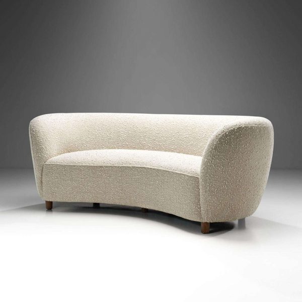 Danish Three-Seater Banana Sofa in Bouclé, 1940s - Image 4