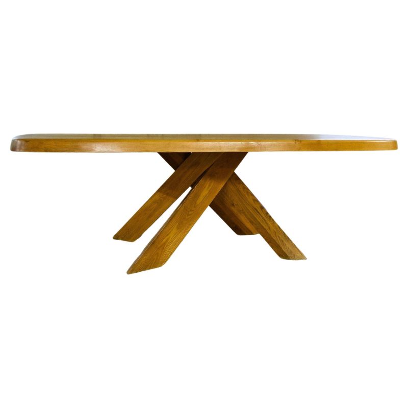 Aban Dining Table in Elm, T35D, Pierre Chapo, France, 1972