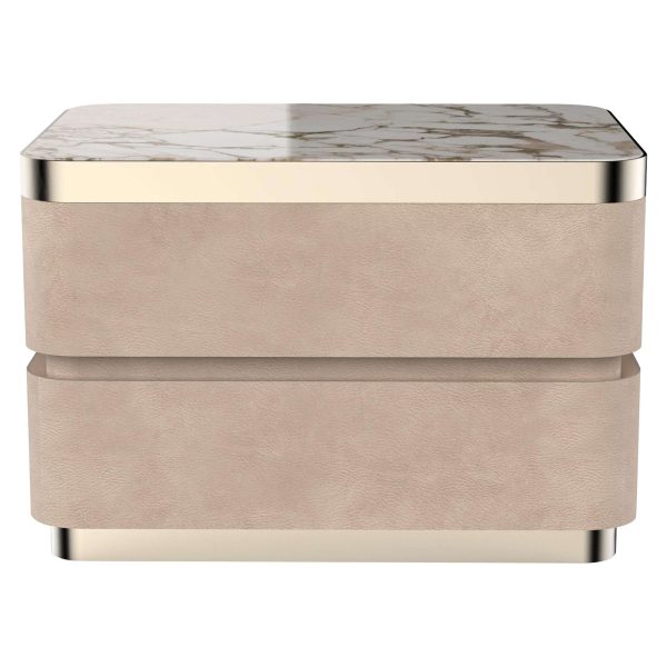 Pair Art Deco Style Elie Saab Maison Nabuk Marble Essence Nightstand, Italy