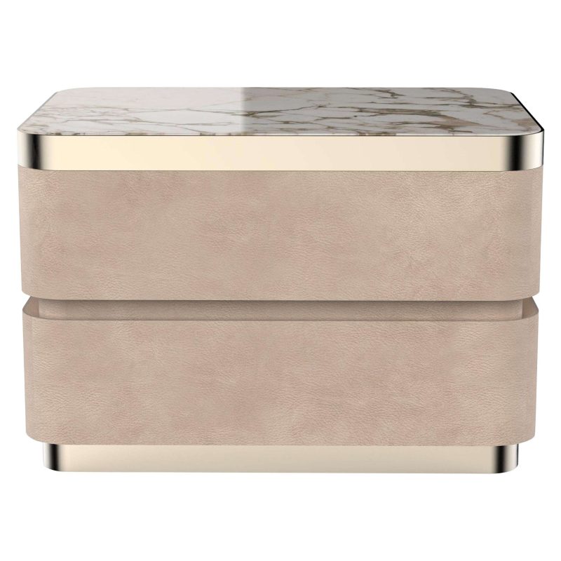 Pair Art Deco Style Elie Saab Maison Nabuk Marble Essence Nightstand, Italy