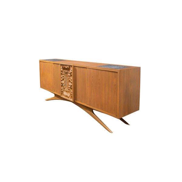 Vladimir Kagan One-of-a-Kind Credenza with Carved Center Panels 1940s (Signed) - Image 3